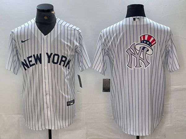 Men New York Yankees Blank White Stripe Game Nike 2024 MLB Jersey style 4